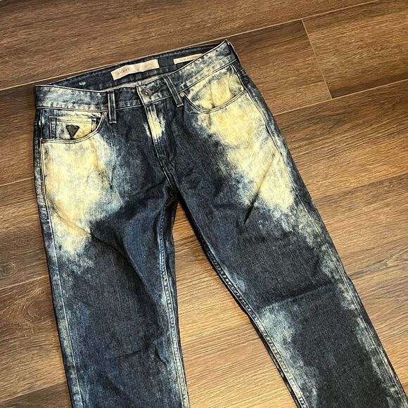 Guess Slim Tapered Jeans 30x31 Custom Bleached Grunge Y2K Distressed Denim - Picture 1 of 13